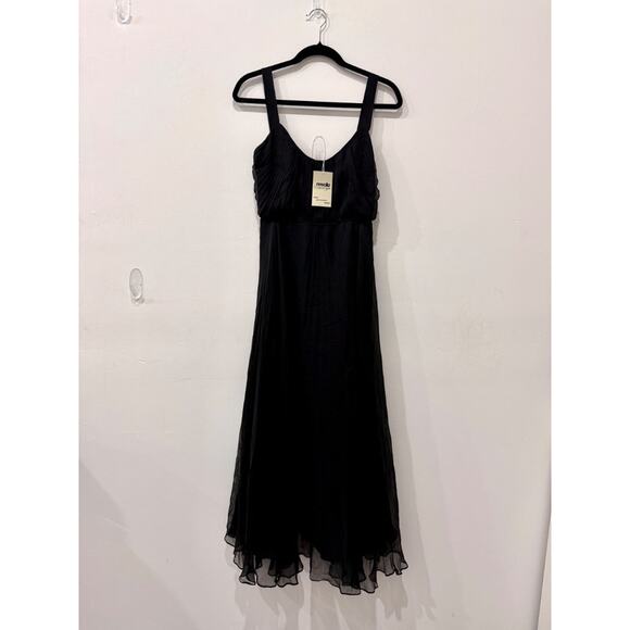 Jill Stuart 100% Silk Sleeveless Flowy Fit Chiffon Maxi Dress Black Womens Sze 2 - Picture 1 of 4